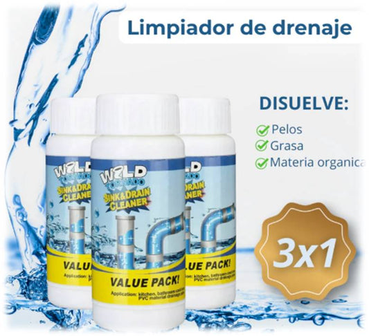 Limpia cañerías y drenajes Wild Tornado® 3x1 Elimina sarro y mal olor
